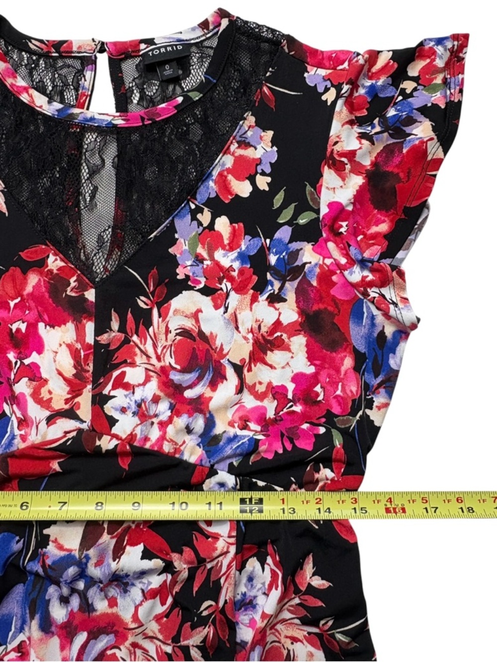 Torrid Black Floral Lace Asymmetrical Midi Skater Dress • Torrid Size 0 / US L - Picture 8 of 13